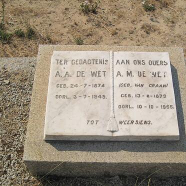 WET A.A., de 1874-1949 &amp; A.M. VAN GRAAN 1879-1955