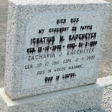 RADEMEYER Ignatius M. 1902-1969 &amp; Zacharia J. 1910-2000