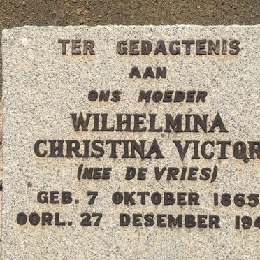 VICTOR Wilhelmina Christina nee DE VRIES 1865-1942