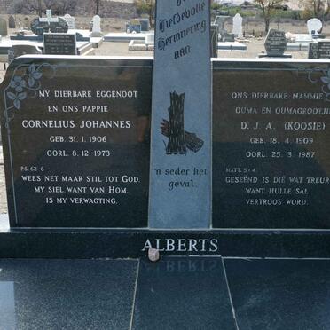 ALBERTS Cornelius Johannes 1906-1973 &amp; D.J.A. 1909-1987