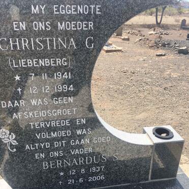 ACKERMAN Bernardus S. 1937-2006 & Christina G. LIEBENBERG 1941-1994