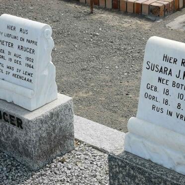 KRUGER Pieter 1902-1964 &amp; Susara J. BOTHMA 1916-1972
