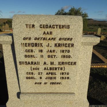 KRUGER Hendrik J. 1870-1950 & Susarah A.M. ALBERTS 1875-1939