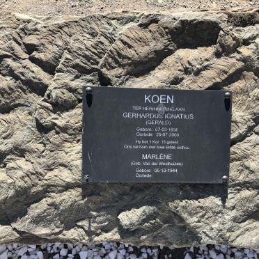 KOEN Gerhardus Ignatius 1936-2000 &amp; Marlene VAN DER WESTHUIZEN 1944-