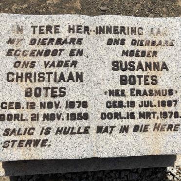 BOTES Christiaan 1878-1959 &amp; Susanna ERASMUS 1887-1970