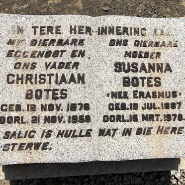 BOTES Christiaan 1878-1959 &amp; Susanna ERASMUS 1887-1970