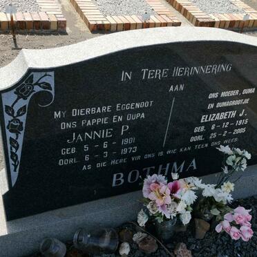 BOTHMA Jannie P. 1901-1973 &amp; Elizabeth J. 1915-2005