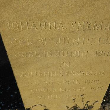 SNYMAN Johanna 1898-1915 :: SNYMAN Johannes 1906-1915