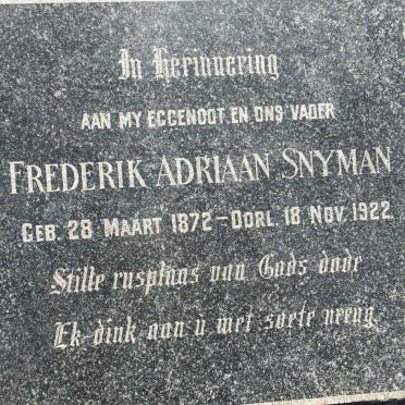 SNYMAN Frederik Adriaan 1872-1922