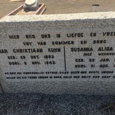 KUHN Jan Christiaan 1862-1943 &amp; Susanna Alida WEHNCKE 1879-1949