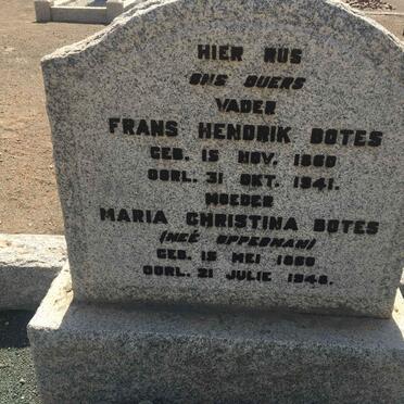 BOTES Frans Hendrik 1860-1941 &amp; Maria Christina OPPERMAN 1860-1948