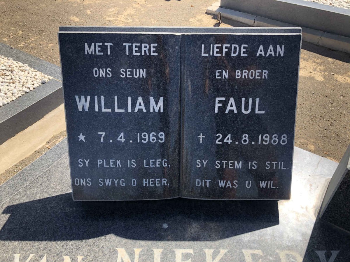 NIEKERK William Faul, van 1969-1988