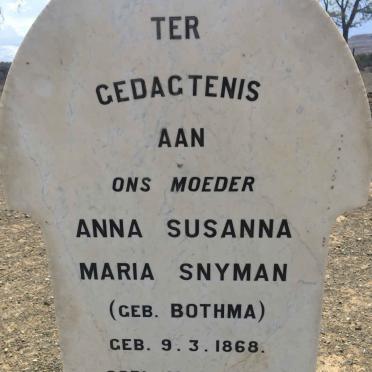 SNYMAN Anna Susanna Maria nee BOTHMA 1868-1951