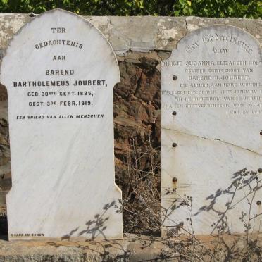 JOUBERT Barend Bartholemeus 1835-1919 &amp; Dirkje Susanna Elizabeth COETZEE -1884