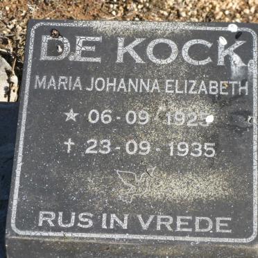 KOCK Maria Johanna Elizabeth, de 1925-1935