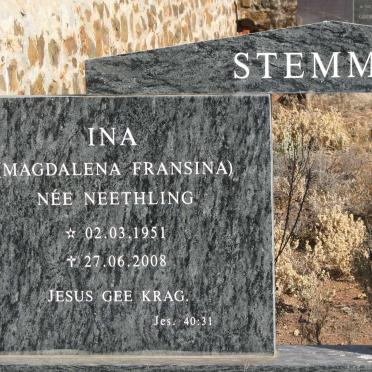 STEMMET Magdalena Fransina nee NEETHLING 1951-2008