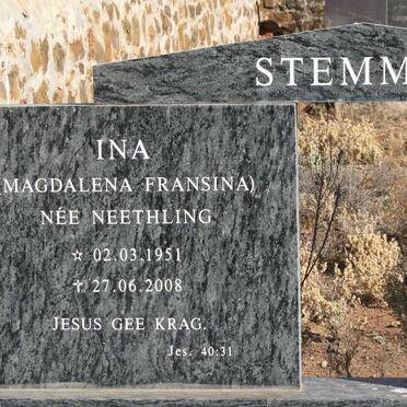 STEMMET Magdalena Fransina nee NEETHLING 1951-2008