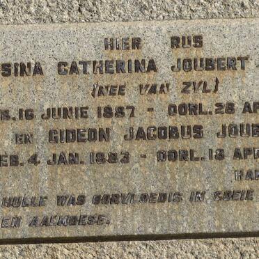 JOUBERT Gideon Jacobus 1883-1947 &amp; Josina Catherina VAN ZYL 1887-1944
