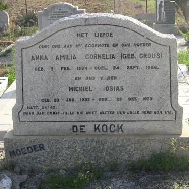 KOCK Michiel Josias, de 1893-1973 &amp; Anna Amilia Cornelia CROUS 1894-1956