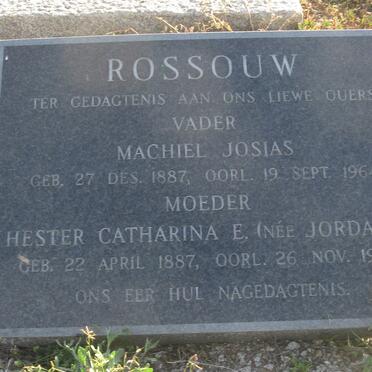 ROSSOUW Machiel Josias 1887-1964 &amp; Hester Catharina E. JORDAAN 1887-1978