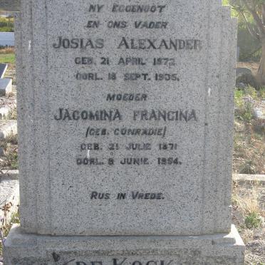 KOCK Josias Alexander, de 1872-1935 &amp; Jacomina Francina CONRADIE 1871-1954