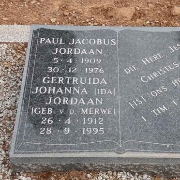 JORDAAN Paul Jacobus 1909-1976 &amp; Getruida Johanna V.D. MERWE 1912-1995