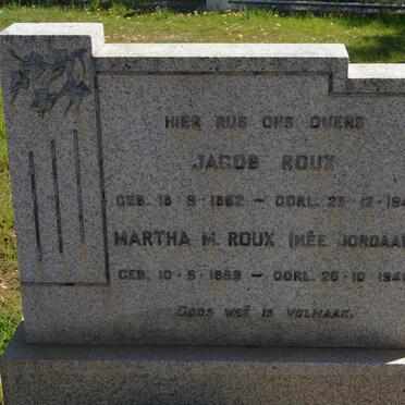 ROUX Jacob 1862-1941 &amp; Martha M. JORDAAN 1859-1946 