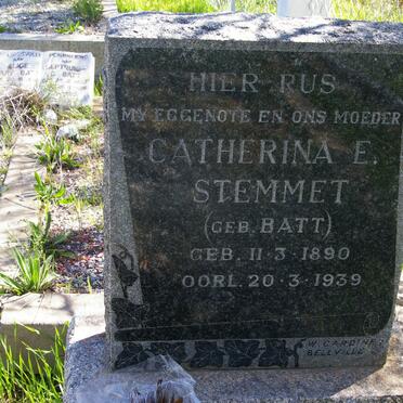 STEMMET Catherina E. nee BATT 1890-1939 