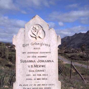 MERWE Susanna Johanna, v.d. nee GROVE 1884-1938
