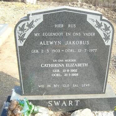 SWART Alewyn Jakobus 1903-1977 &amp; Catherina Elizabeth 1902-1998