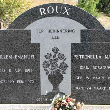ROUX Willem Emanuel 1899-1972 &amp; Petronella Maria ROSSOUW 1906-1983