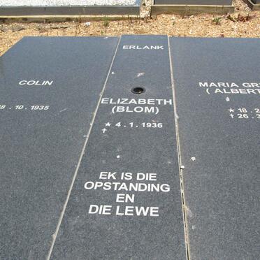 ERLANK Colin 1935- &amp; Elizabeth BLOM 1936- :: GREEFF Maria nee ALBERTYN 1927-2007
