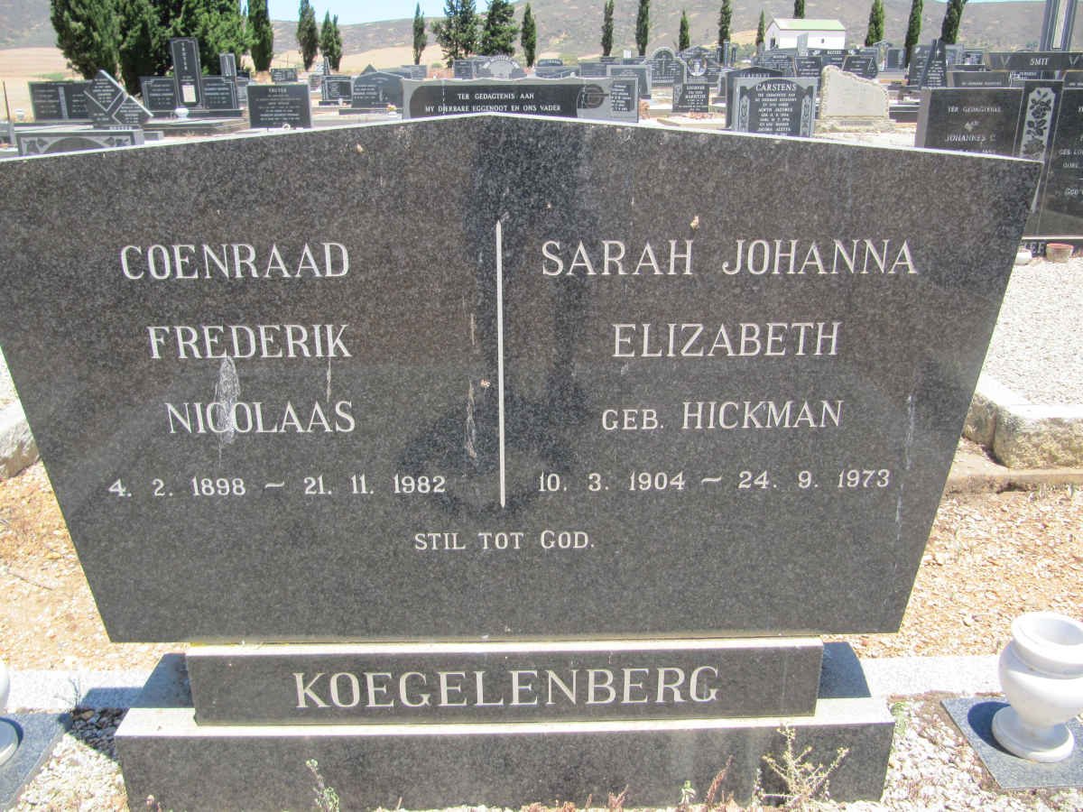 KOEGELENBERG Coenraad Frederik Nicolaas 1898-1982 &amp; Sarah Johanna Elizabeth HICKMAN 1904-1973