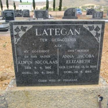LATEGAN Alwyn Nicolaas 1891-1963 &amp; Anna Jacoba Elizabeth COETZEE 1898-1992
