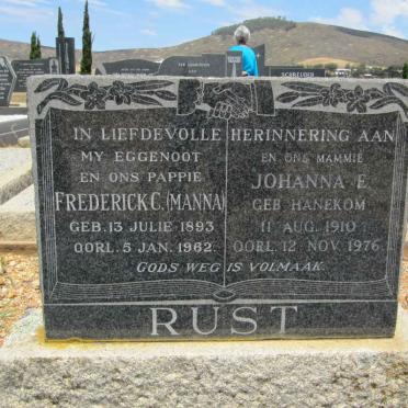 RUST Frederick C. 1893-1962 &amp; Johanna E. HANEKOM 1910-1976