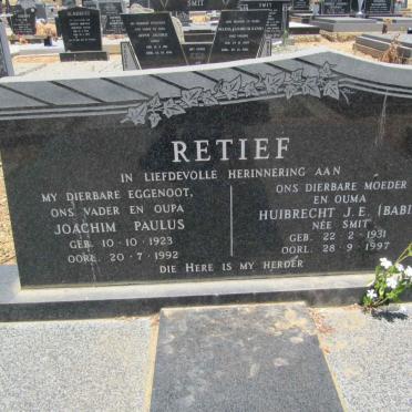 RETIEF Joachim Paulus 1923-1992 &amp; Huibrecht J.E. SMIT 1931-1997