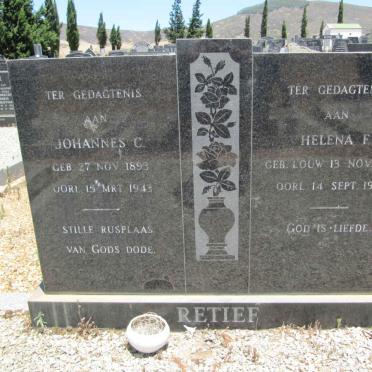 RETIEF Johannes C. 1893-1943 &amp; Helena F. LOUW 1895-1975
