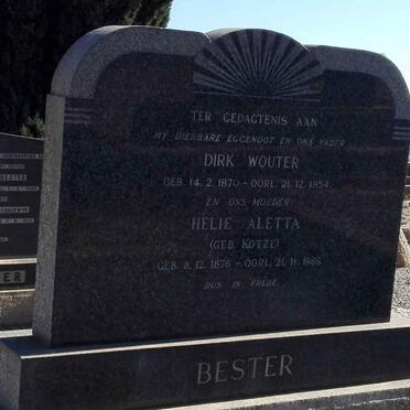 BESTER Dirk Wouter 1870-1954 & Helie Aletta KOTZE 1876-1966