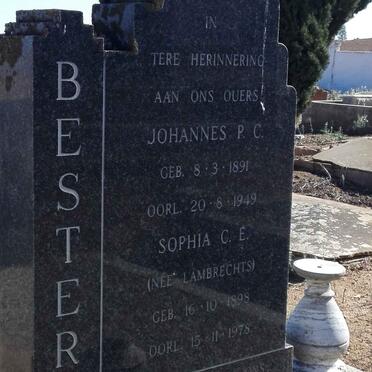 BESTER Johannes P.C. 1891-1949 & Sophia C.E. LAMBRECHTS 1898-1978