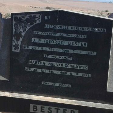BESTER J.P. 1881-1948 & Martha VAN SCHALKWYK 1885-1952