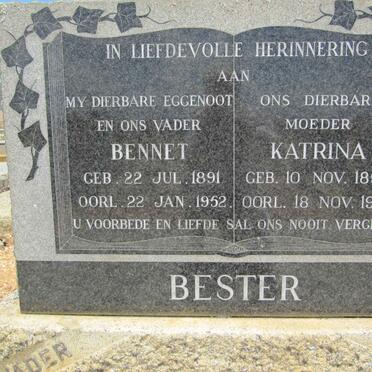BESTER Bennet 1891-1952 &amp; Katrina 1897-1981