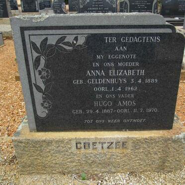 COETZEE Hugo Amos 1887-1970 &amp; Anna Elizabeth GELDENHUYS 1889-1962