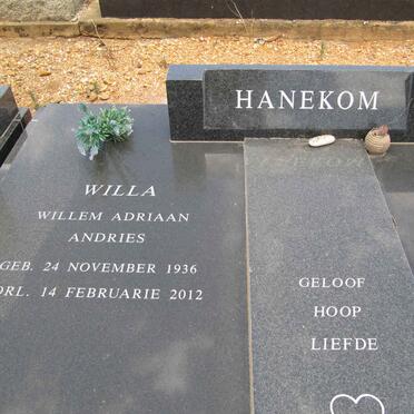 HANEKOM Willem Adriaan Andries 1936-2012