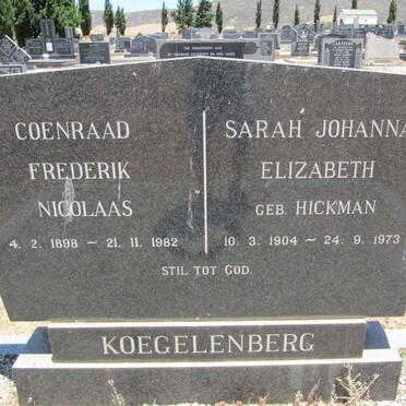 KOEGELENBERG Coenraad Frederik Nicolaas 1898-1982 &amp; Sarah Johanna Elizabeth HICKMAN 1904-1973