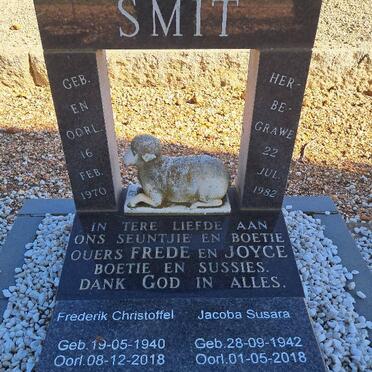 SMIT Frederik Christoffel 1940-2018 & Jacoba Susara SMIT 1942-2018 :: SMIT 1970-1970