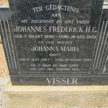 VISSER Johannes Frederick H.G. 1880-1959 &amp; Johanna Maria SMIT 1887-1980