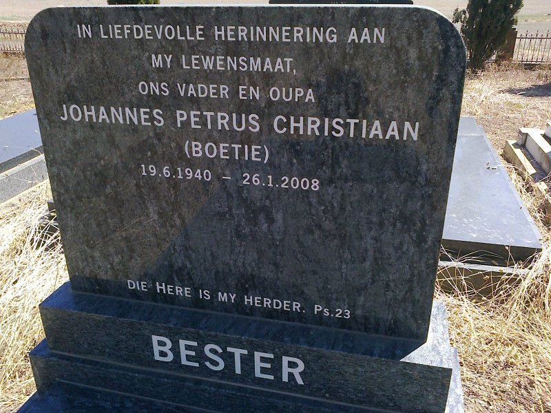 BESTER Johannes Petrus Christiaan 1940-2008