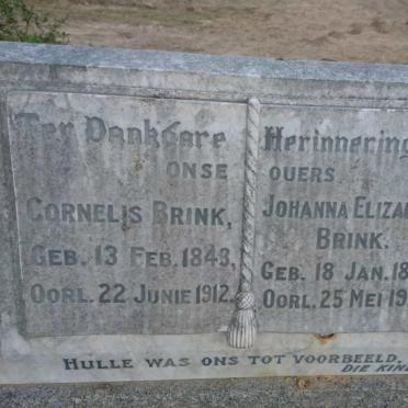 BRINK Cornelis 1843-1912 &amp; Johanna Elizabeth 1852-1935