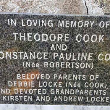 COOK Theodore 1923-1995 &amp; Constance Pauline ROBERTSON 1924-2007