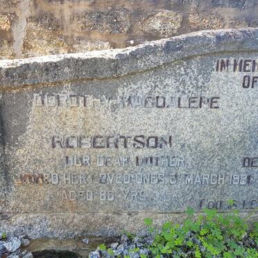 ROBERTSON Alexander Marsh Beauchamp -1975 &amp; Dorothy Magdalene -1981